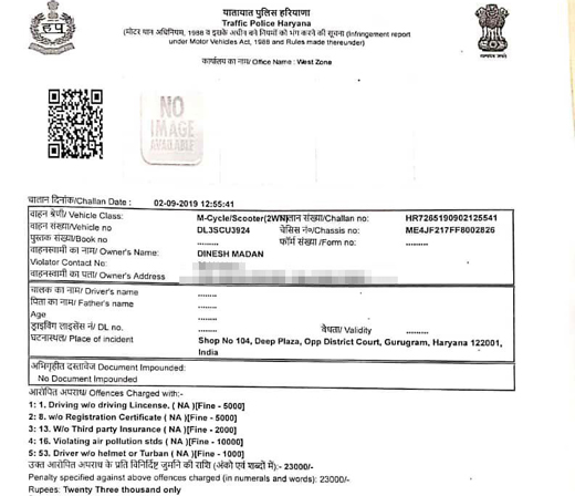 gurgram traffic violations